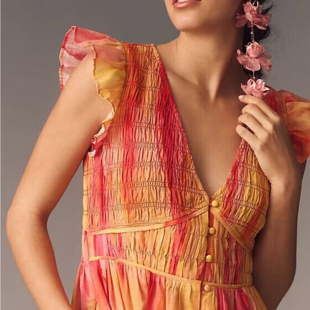 Anthropologie Red and Orange Gradient Dress